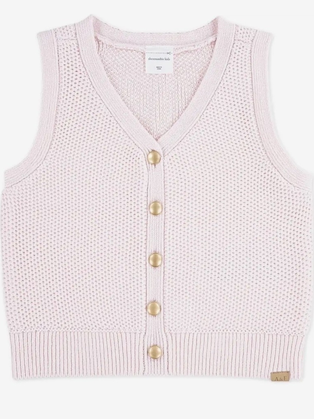 Abercrombie Kids Pink Knit Button-Front Sweater Vest - Size 15/16